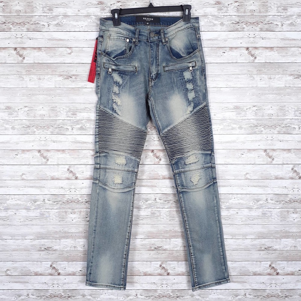 Reason Brand Mens Jeans Sz 30 Destroyed 637